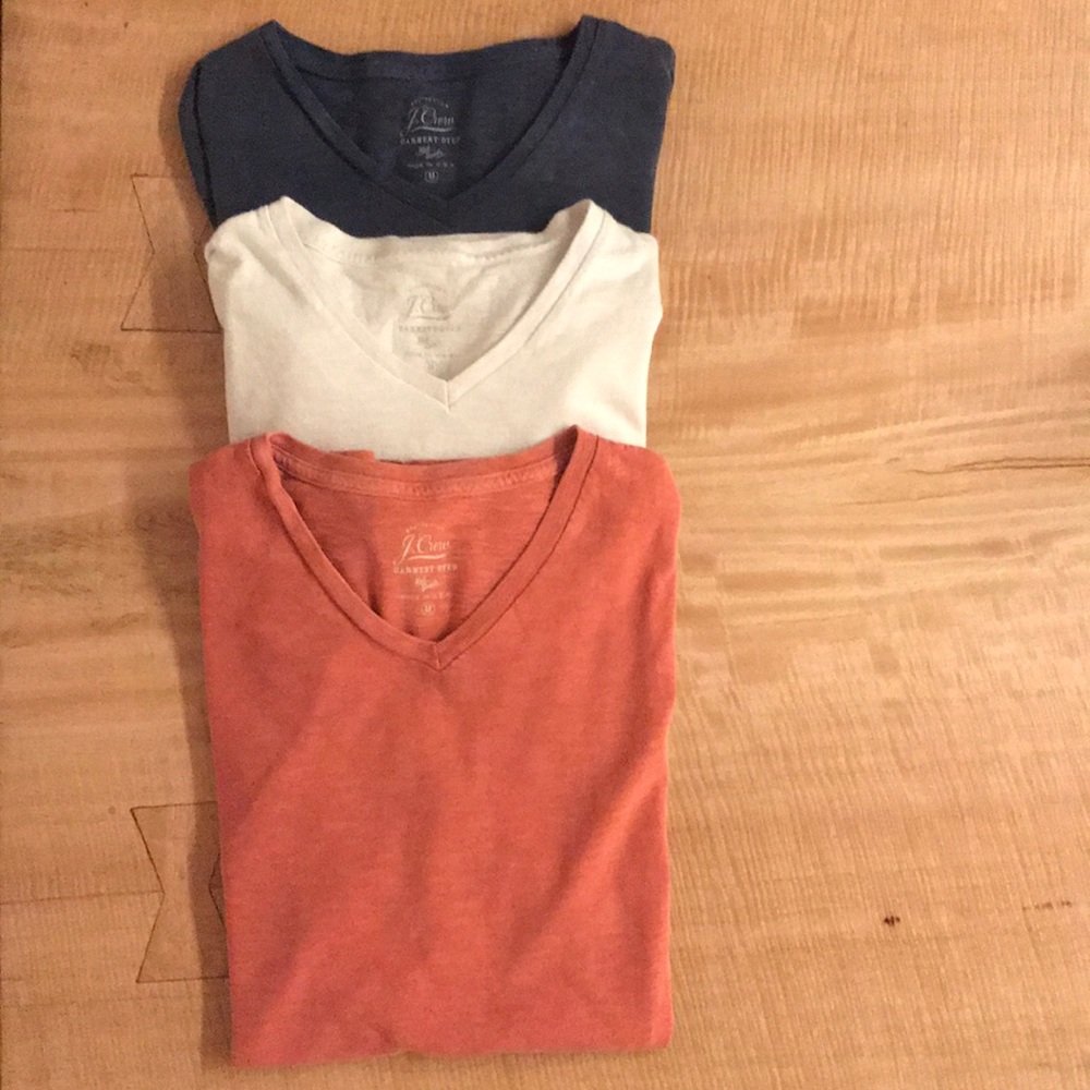 J.CREW set of three garment-dyed distressed M tees
